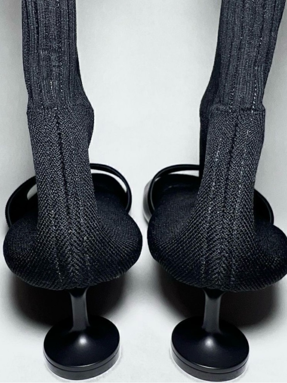 Balenciaga Black Knit Sock-Heel Mule with Logo - Picture 4 of 7